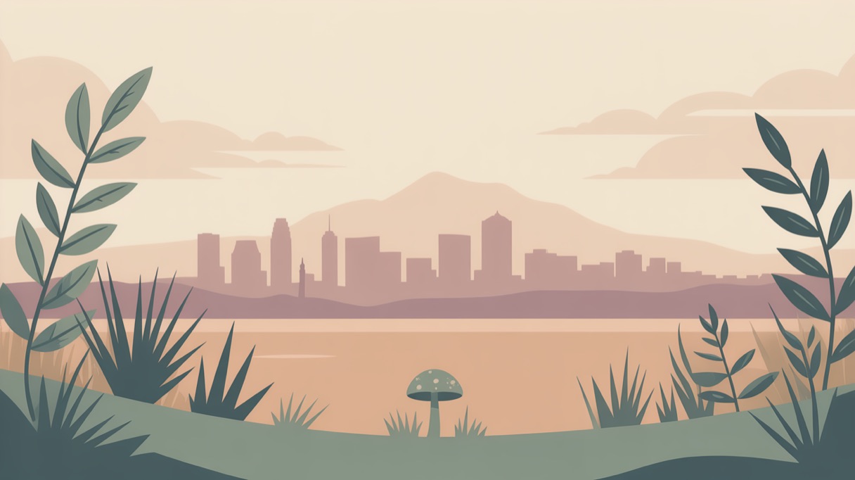 Stylised skyline illustration of Boulder for a guide to what is legal locally