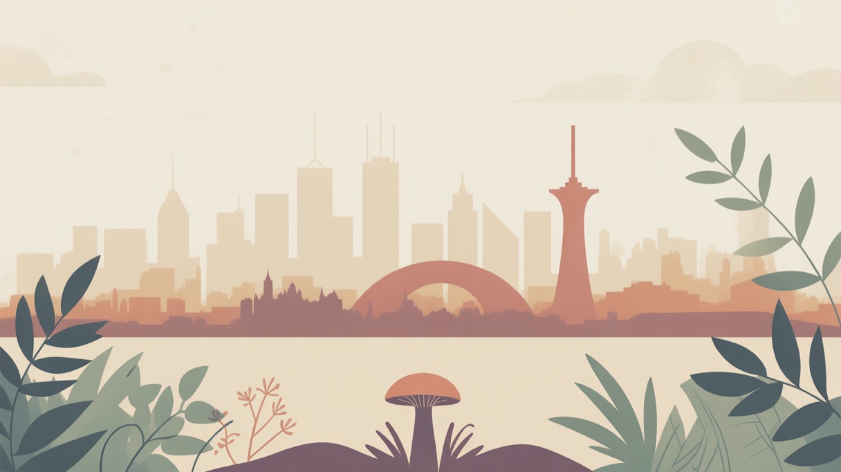 Stylised skyline illustration of Montreal for a guide to what is legal locally