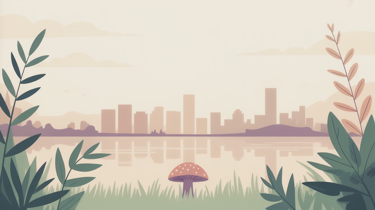 Stylised skyline illustration of Portland for a guide to what is legal locally