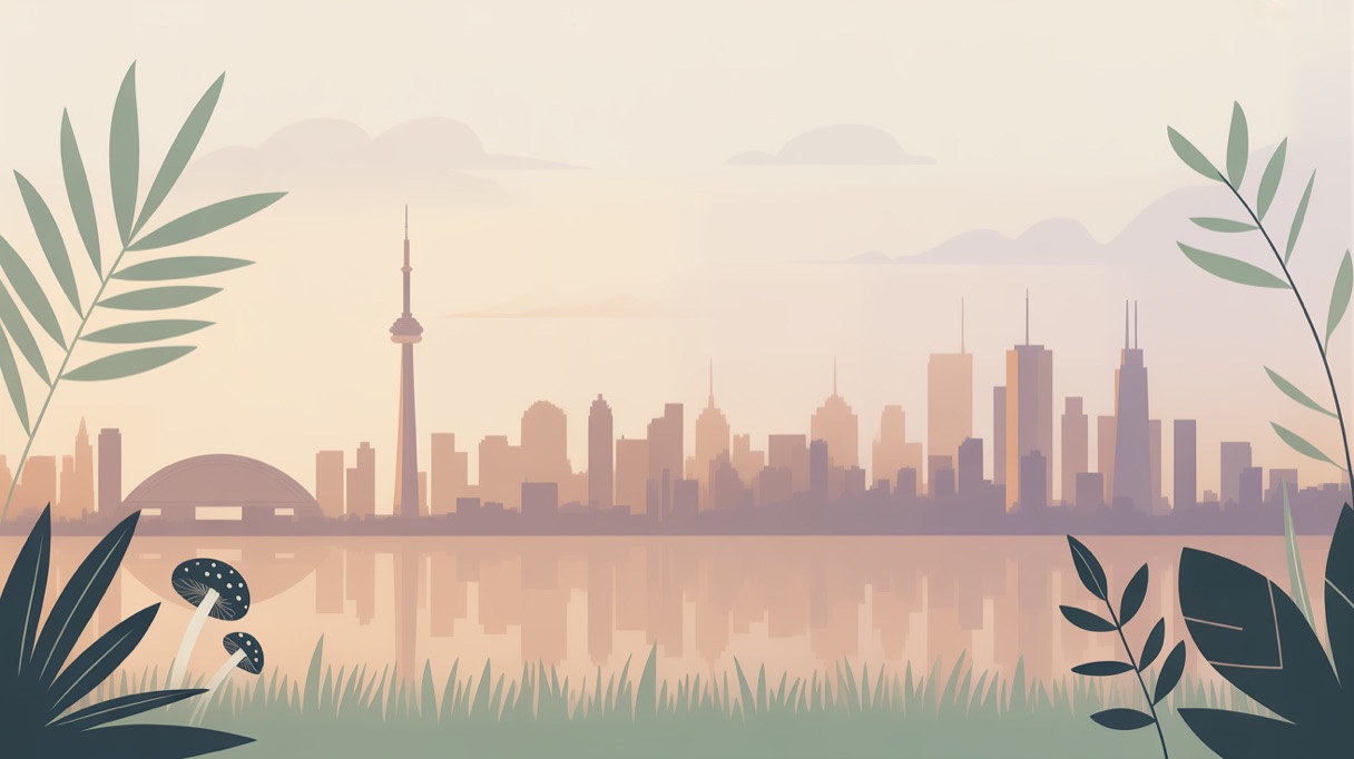 Stylised skyline illustration of Toronto for a guide to what is legal locally