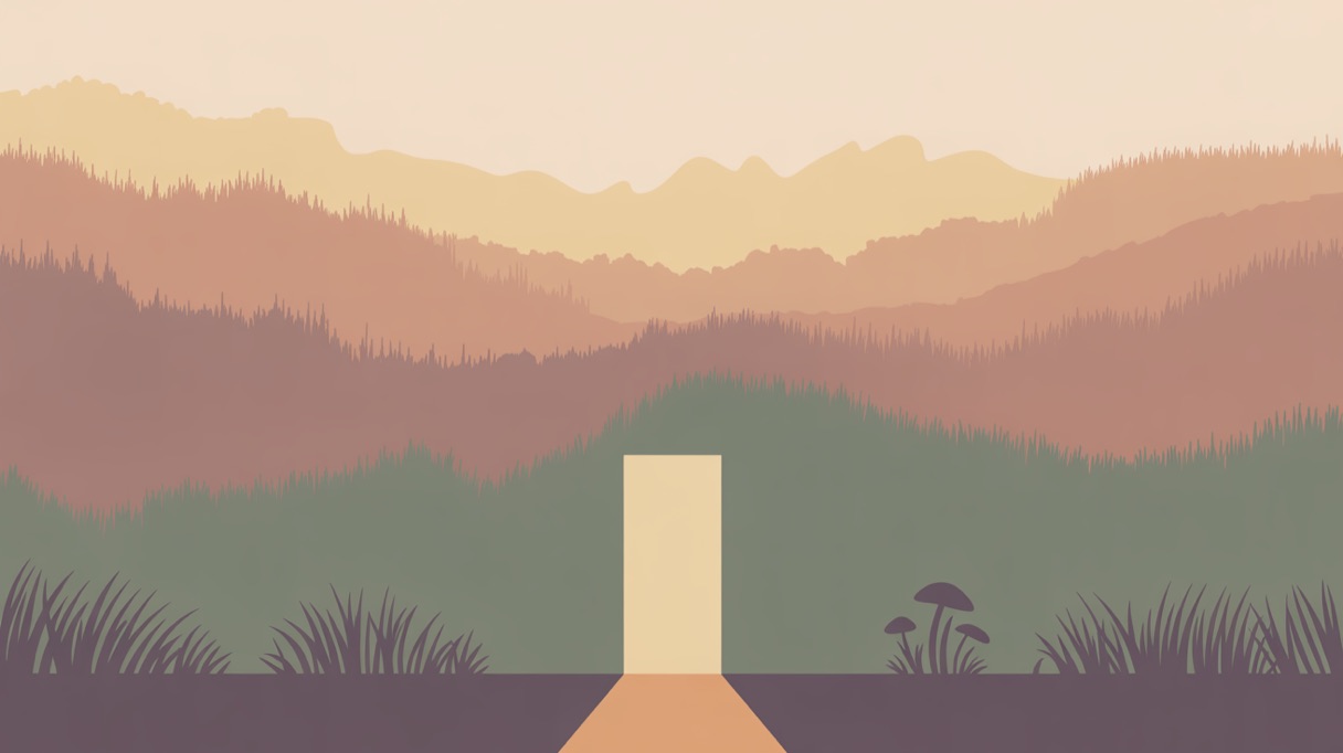 Stylised landscape illustration representing Oregon and its 2026 psilocybin laws