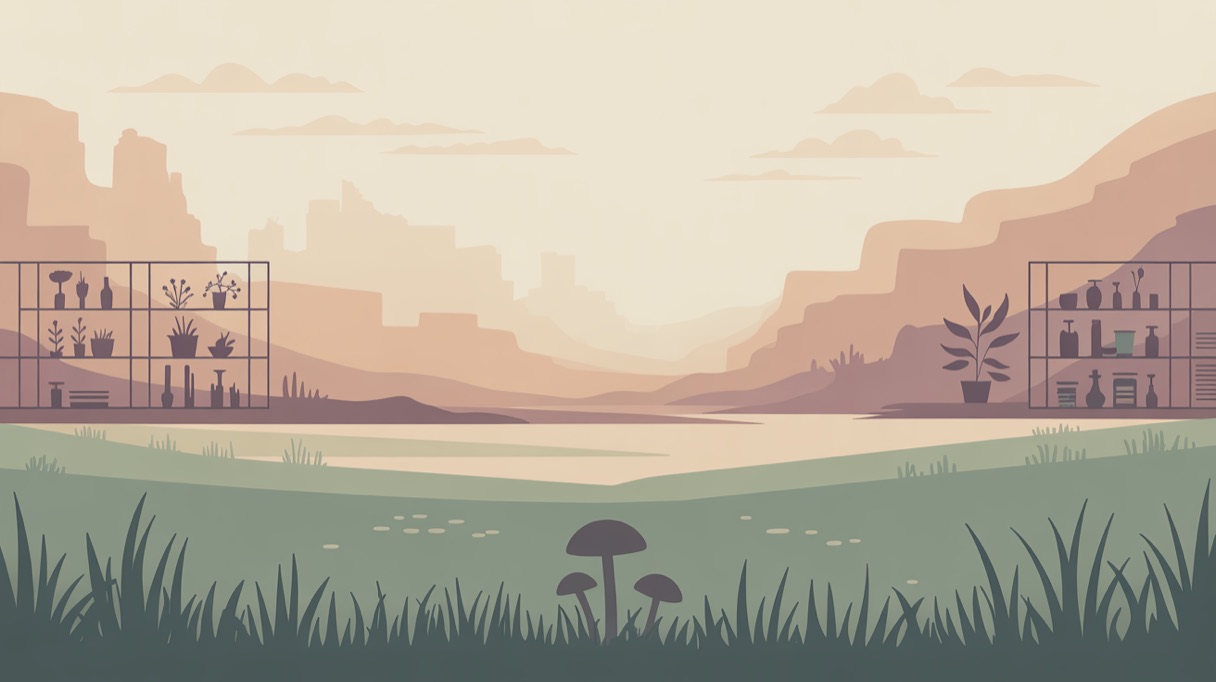 Stylised landscape illustration representing Texas and its 2026 psilocybin laws