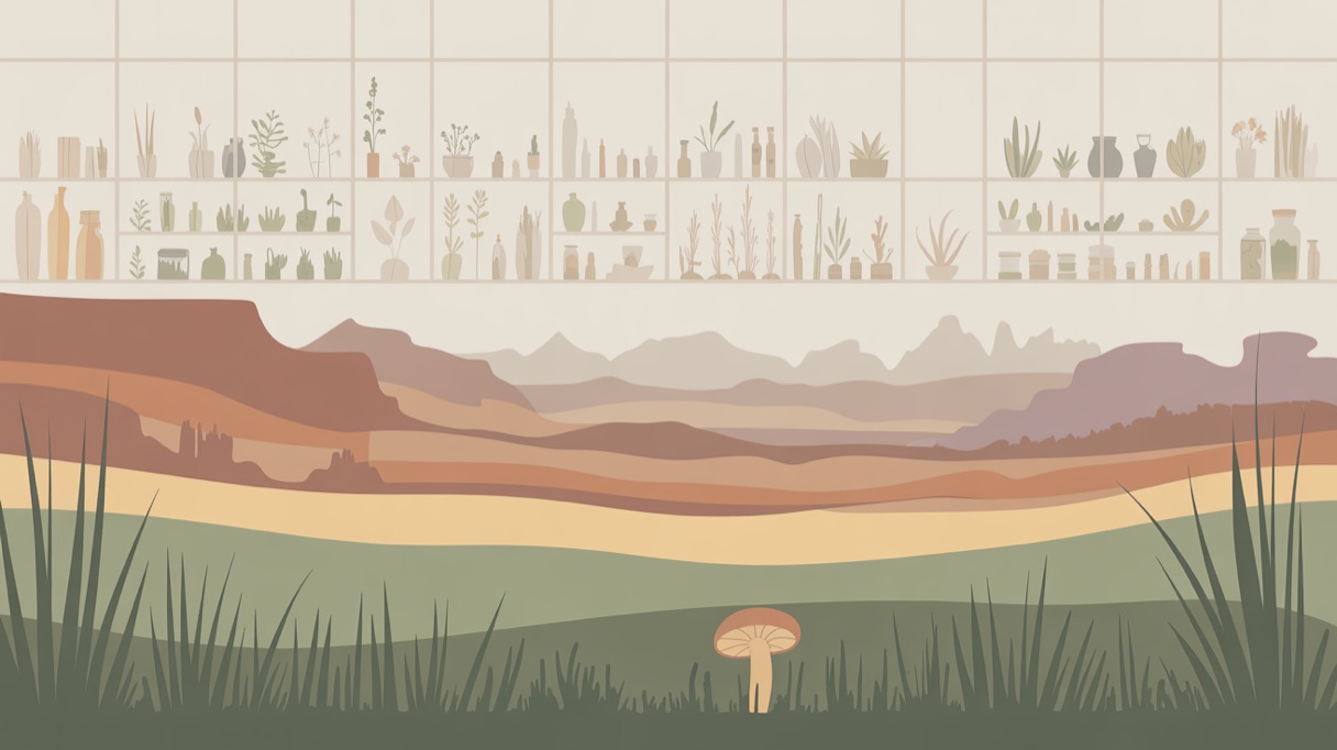 Stylised landscape illustration representing Utah and its 2026 psilocybin laws