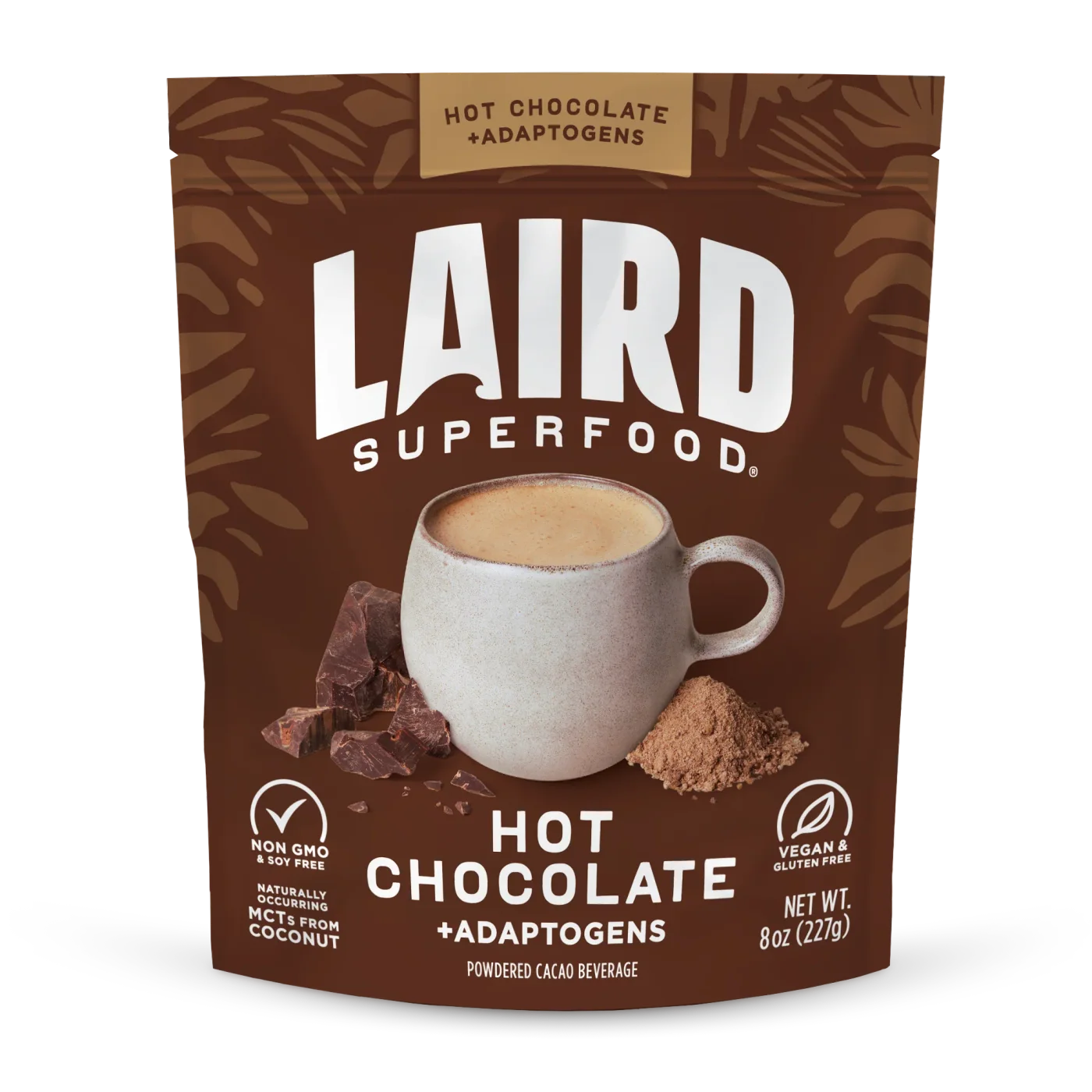 Laird Superfood Hot Chocolate with Functional Mushrooms 8 oz front pouch