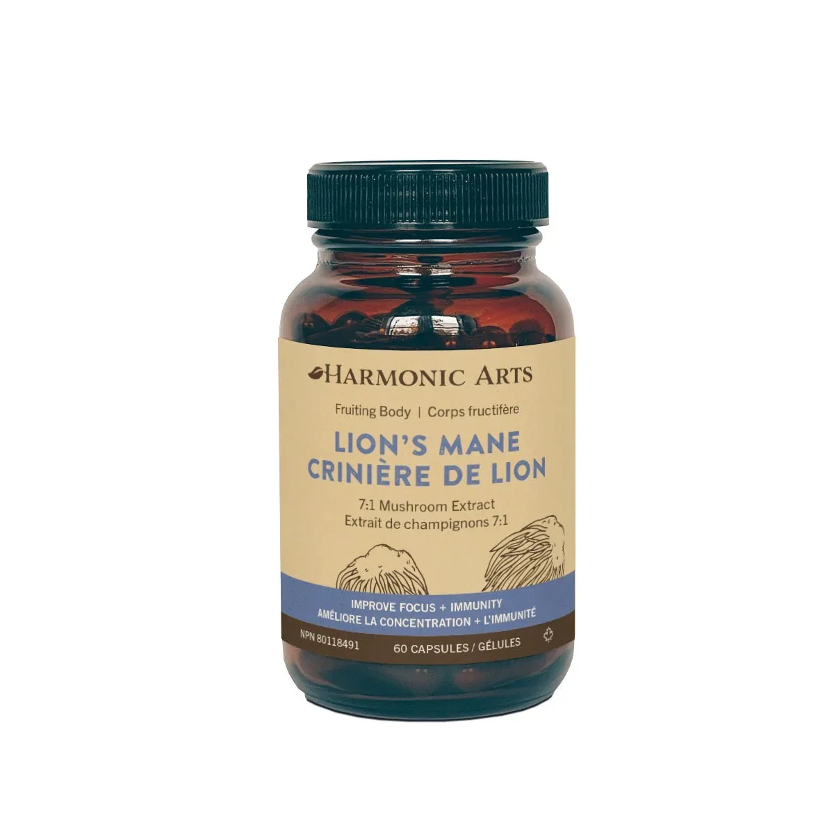 Harmonic Arts Lion's Mane Mushroom Capsules product bottle