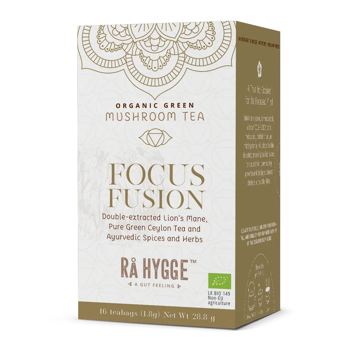 Front of Rå Hygge Focus Fusion tea package