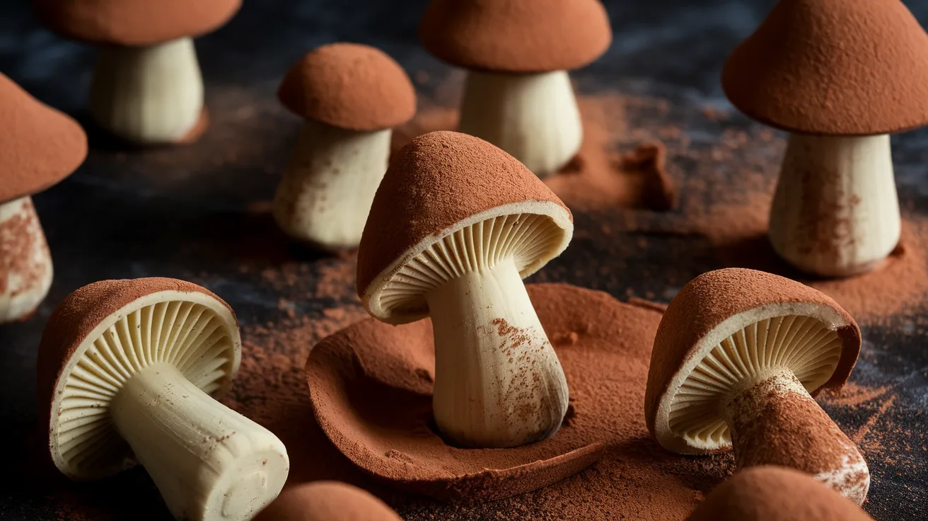 Finished mushroom chocolate bars in molds