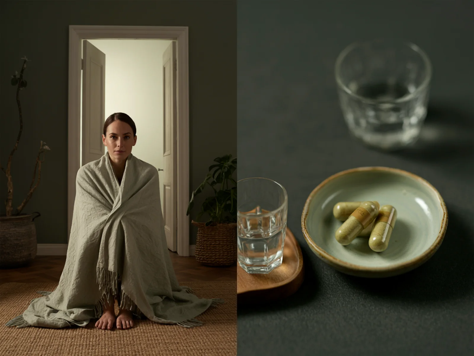Survivor archetype scene with a protected figure near morning light and a grounded start.